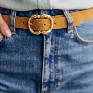 Sezane Tan Belt with Gold Buckle